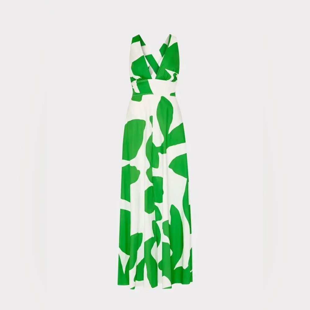 Milly Green and White Halter Maxi Dress - Picture 3 of 14